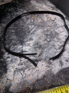 broken drive belt for an Apollo ring saw- Lynn Bridge art studio
