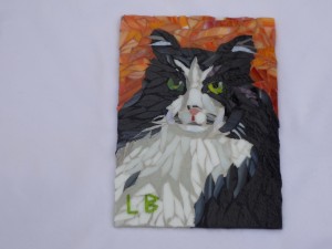 cat mosaic commission by Lynn Bridge