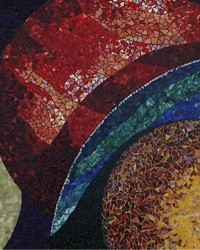 Mosaic art table made by Lynn Bridge