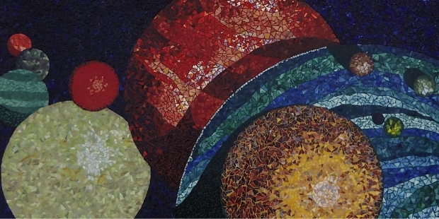 Mosaic art table made by Lynn Bridge