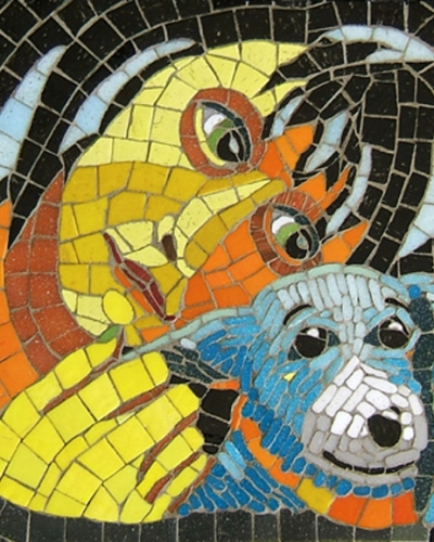 mosaics created to be imbedded into the Dell Children's Medical Center therapy dog wall